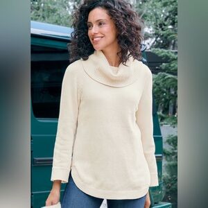 Soft Surroundings Soft Winds Chenille Tunic Sweater Ivory Pearl Size Large